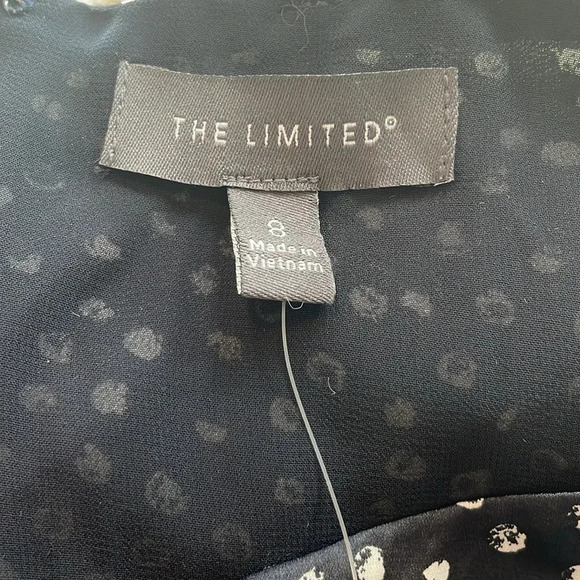 The Limited Pleated Sleeve Dress Brush Dot Navy Size 8 Feminine Polka dot NWT - Picture 5 of 14